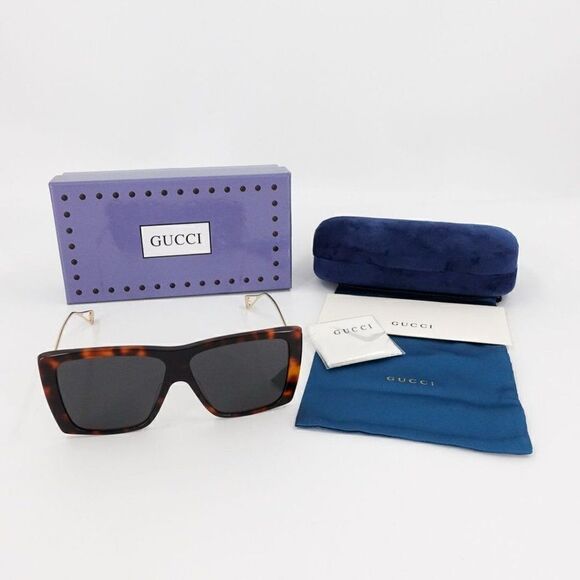 Gucci GG0434 Women's Square Sunglasses Brown - Picture 4 of 14